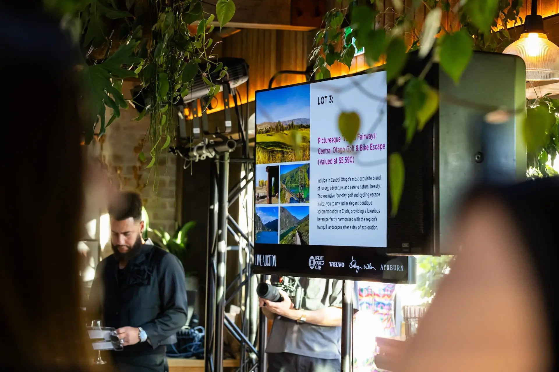 Kathryn Wilson Stilettos In The Vines lighting screens audio control - professional AV hire Christchurch, event production Canterbury
