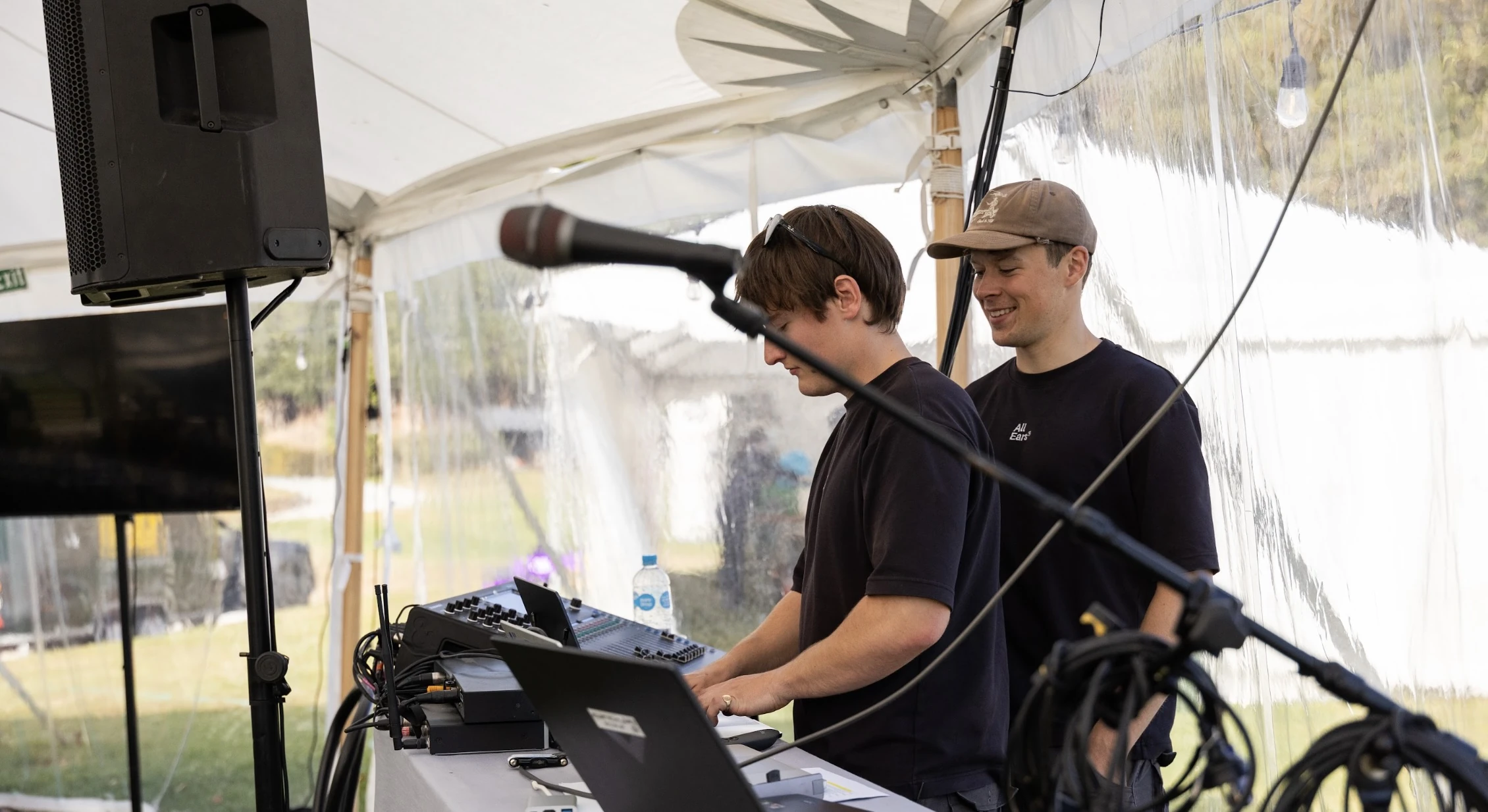 All Ears crew working on an event build in Christchurch