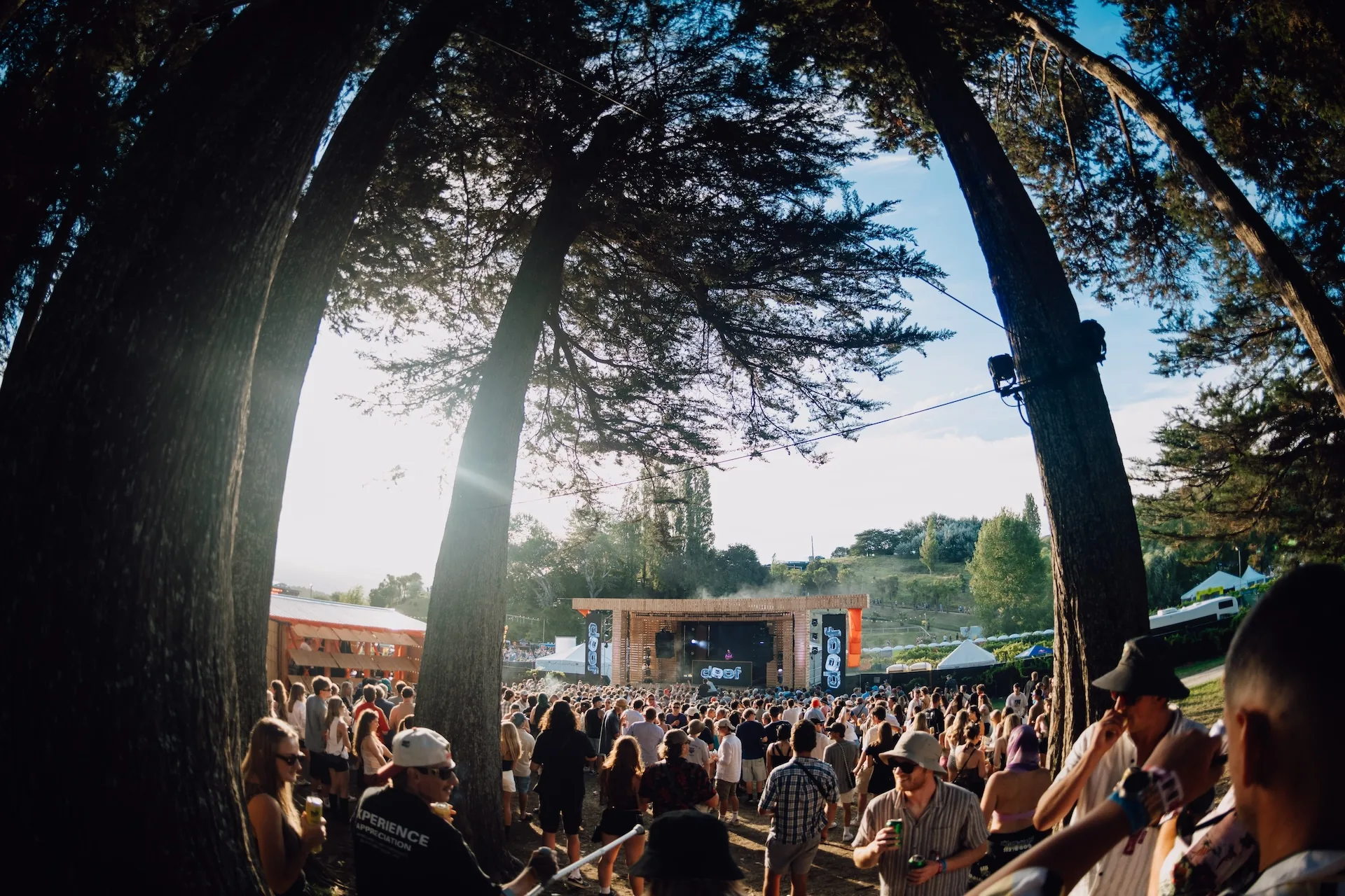 Rhythm & Vines festival site creative lighting design - event lighting hire Christchurch, audio visual services NZ