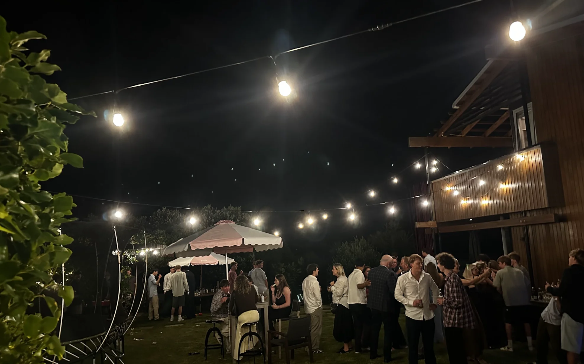 Festoon lighting at an outdoor event in Christchurch