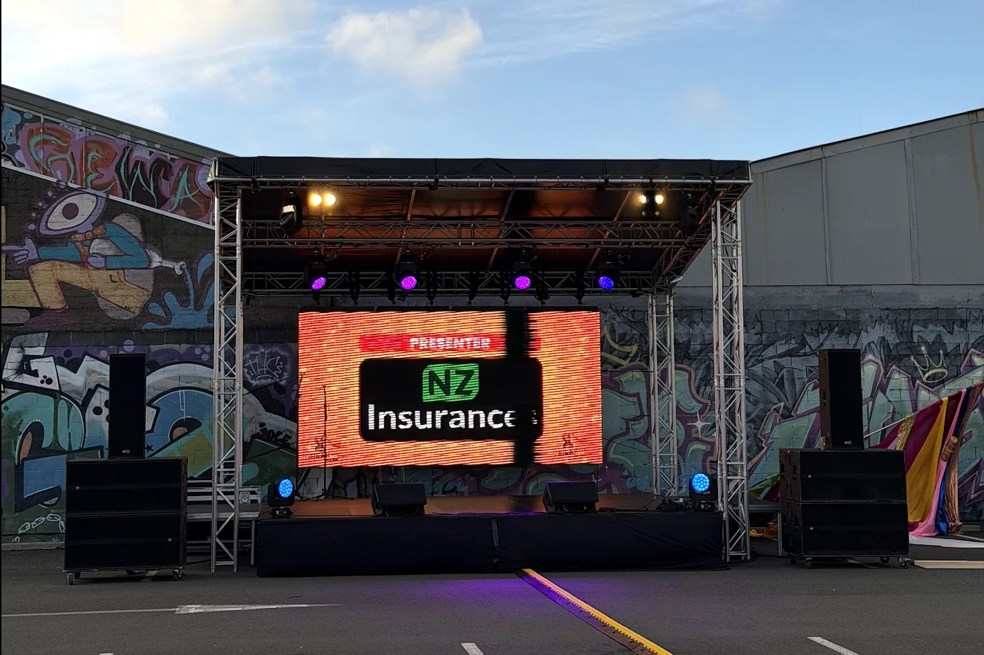 Eurotruss stage setup for a Christchurch event