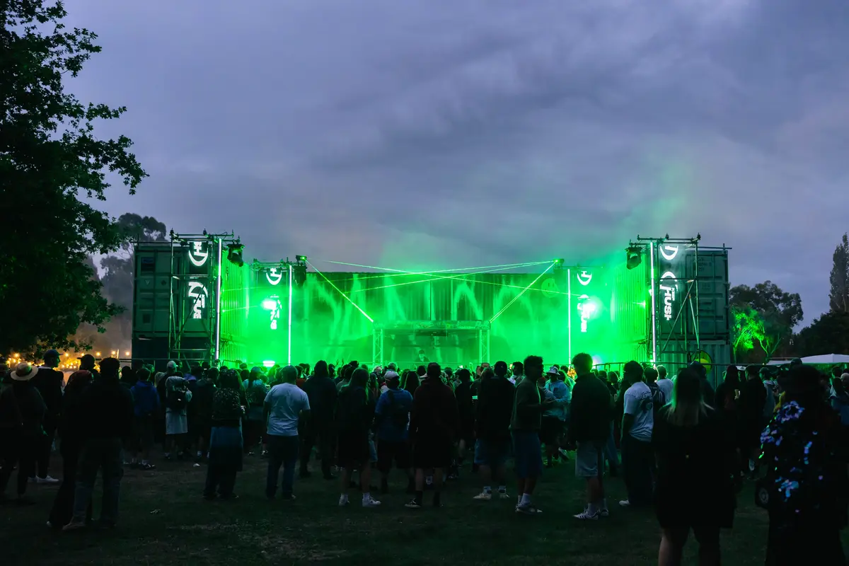 Twominds Flux Stage lasers lighting FX LED screen - event lighting hire Christchurch, AV production NZ
