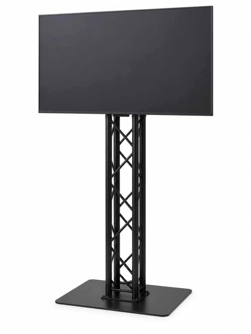 43 inch TV on a truss stand with baseplate for hire in Christchurch